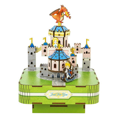 Tonecheer, Muziekdoosje, Diy 3D Houten Puzzel, Fairytable Castle, Tq062, 14X14X18,5Cm