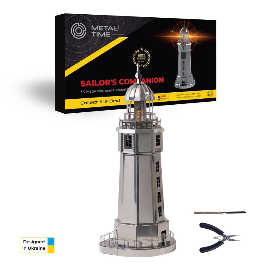 3D Metalen Bouwpakket, Sailors Companion Incl Led Verlichting, Metal Time, Mt002, 11X11X25Cm