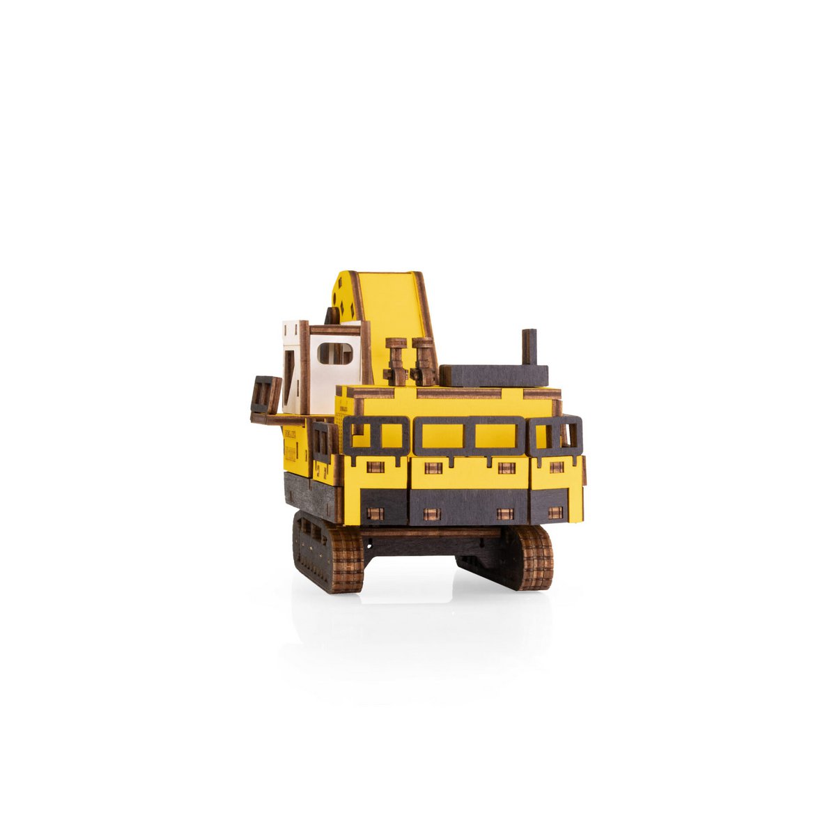 Eco Wood Art (Ewa) 3D Mechanische Houten Puzzel, Mining Hydraulic Excavator Bx20012, 4547, Kleur Geel, 26,5X10,4X11,7Cm