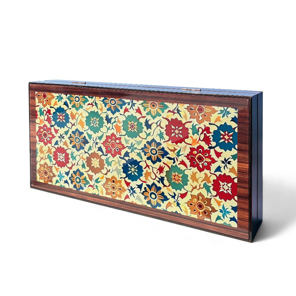 Biggdesign Bloom Backgammon-Set, Magnetische Sluiting, Krasbestendig Oppervlak
