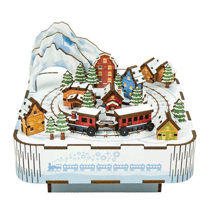 Tonecheer, Muziekdoosje, Diy 3D Houten Puzzel, Sneeuwtrein/Snow Train, Tq058, 14X14X12,2Cm
