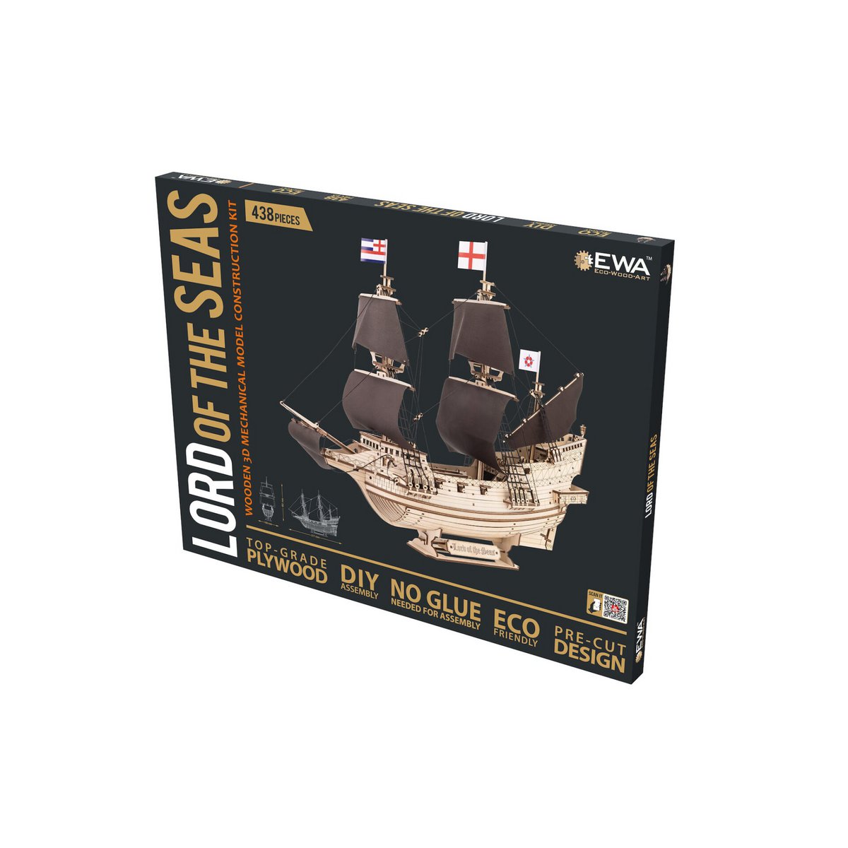 Eco Wood Art (Ewa) 3D Mechanische Houten Puzzel, Lord Of The Seas, 4424, 40X16X51,7Cm