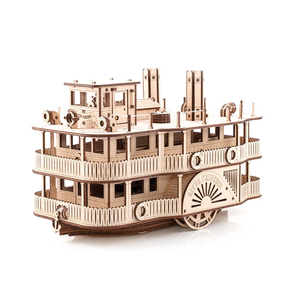 Eco Wood Art (Ewa) 3D Houten Puzzel Paddle River Princess Steamer, 3397, 35×20×22,5Cm