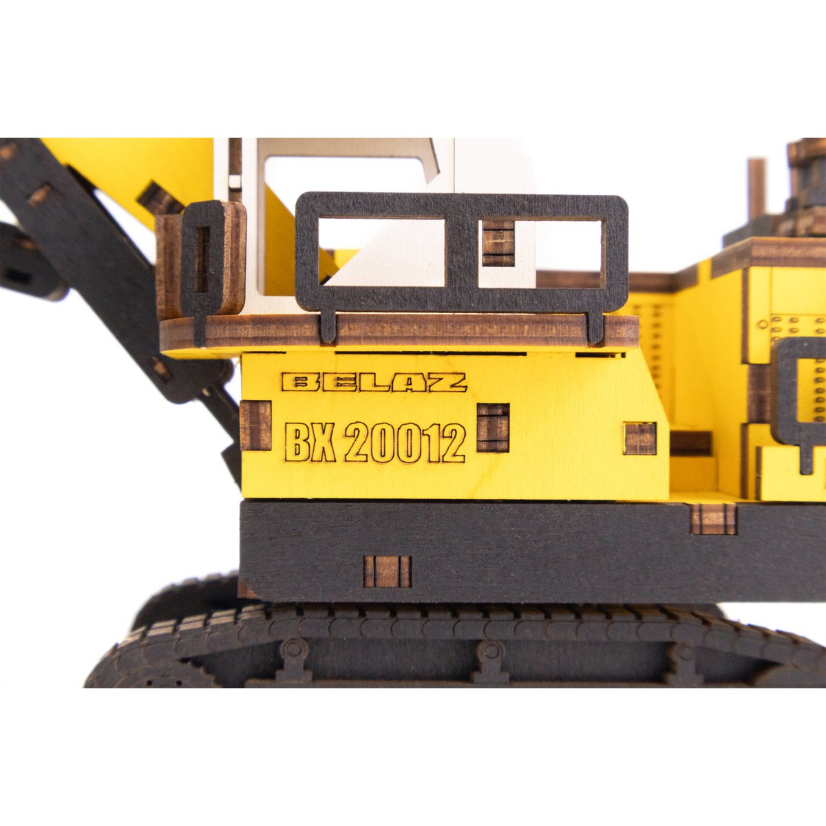 Eco Wood Art (Ewa) 3D Mechanische Houten Puzzel, Mining Hydraulic Excavator Bx20012, 4547, Kleur Geel, 26,5X10,4X11,7Cm