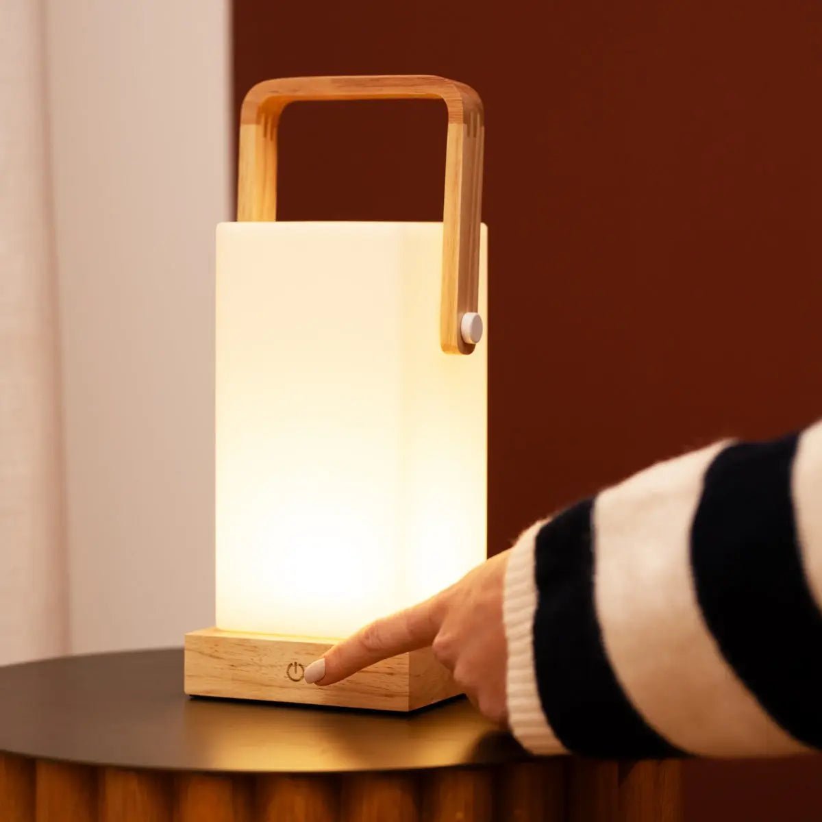Harper Lichtbruine Houten Oplaadbare Lamp