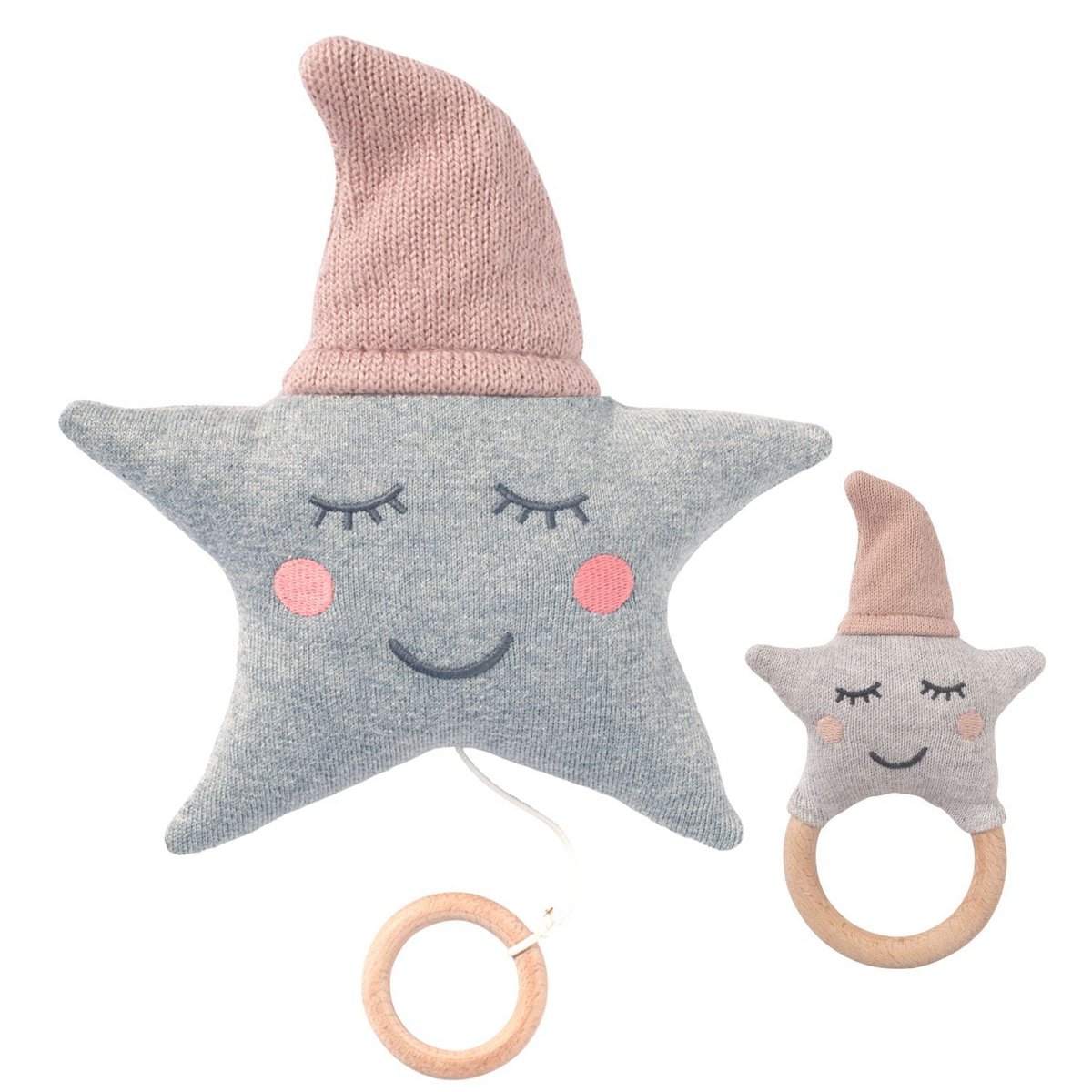 Babyset "Star" Muziekdoos + Rammelaar Roze