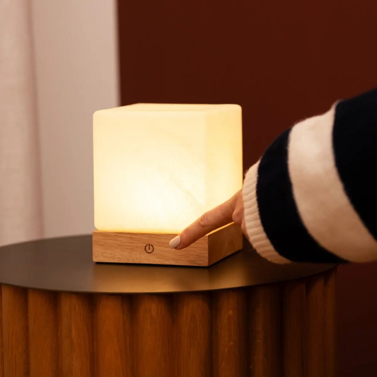 Yce Lichtbruine Oplaadbare Houten Lamp