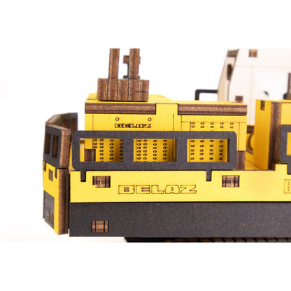 Eco Wood Art (Ewa) 3D Mechanische Houten Puzzel, Mining Hydraulic Excavator Bx20012, 4547, Kleur Geel, 26,5X10,4X11,7Cm