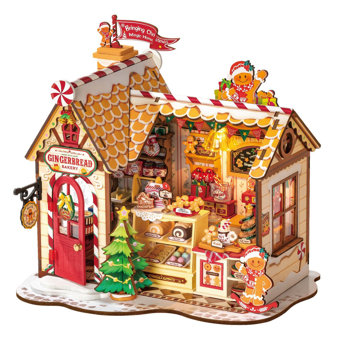 Robotime, Gingerbread House, Diy Miniatuurhuis, Dg176, 23,5X17,5X22 Cm