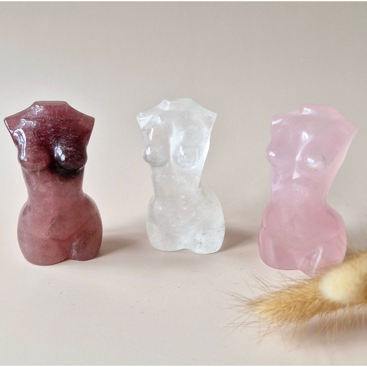 Edelsteen Vrouwenlichaam Buste (8 Cm) - Rozenkwarts