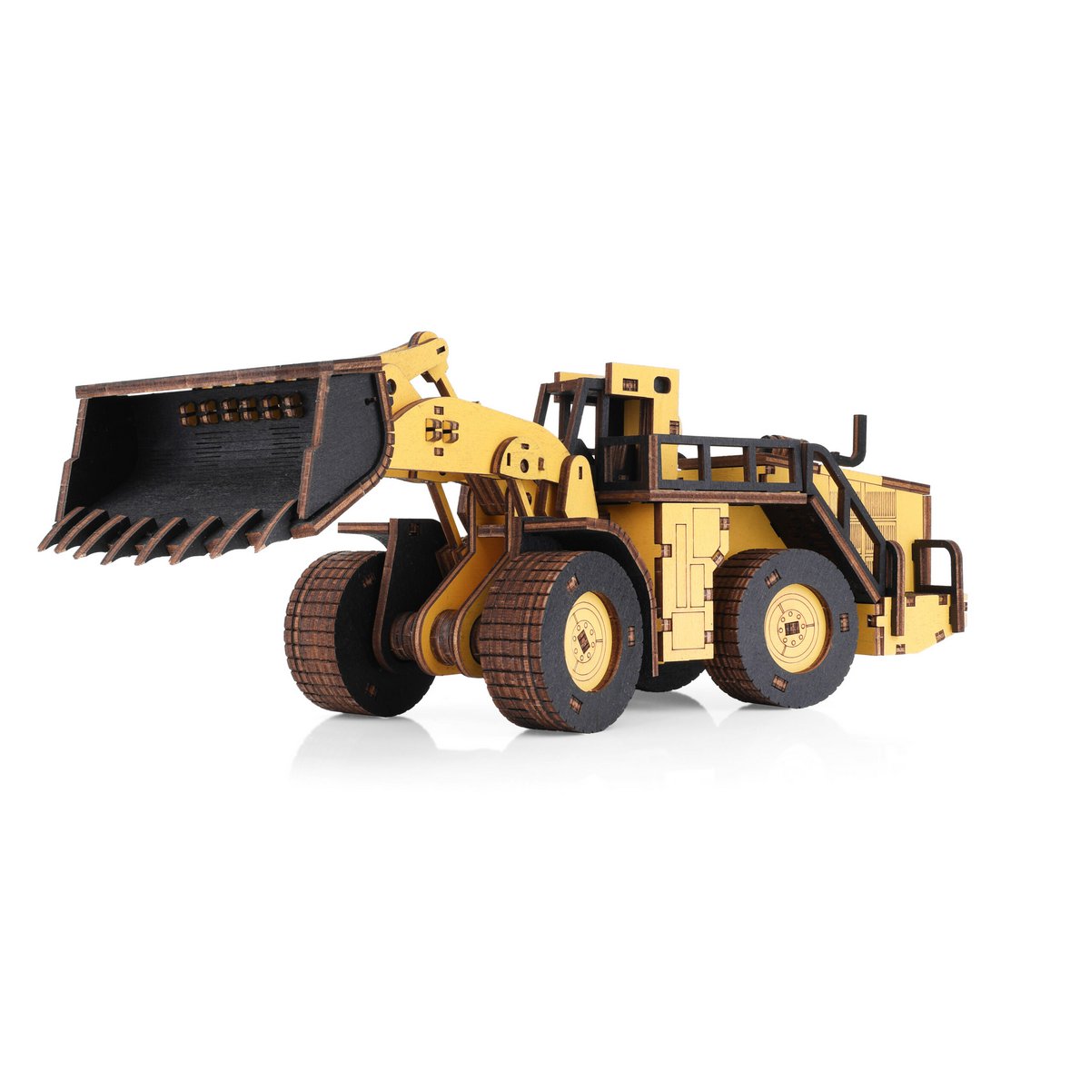 Eco Wood Art (Ewa) 3D Mechanische Houten Puzzel, Loader Belaz 78250, 4134, Kleur Geel, 32,1X10,3X11,6 Cm