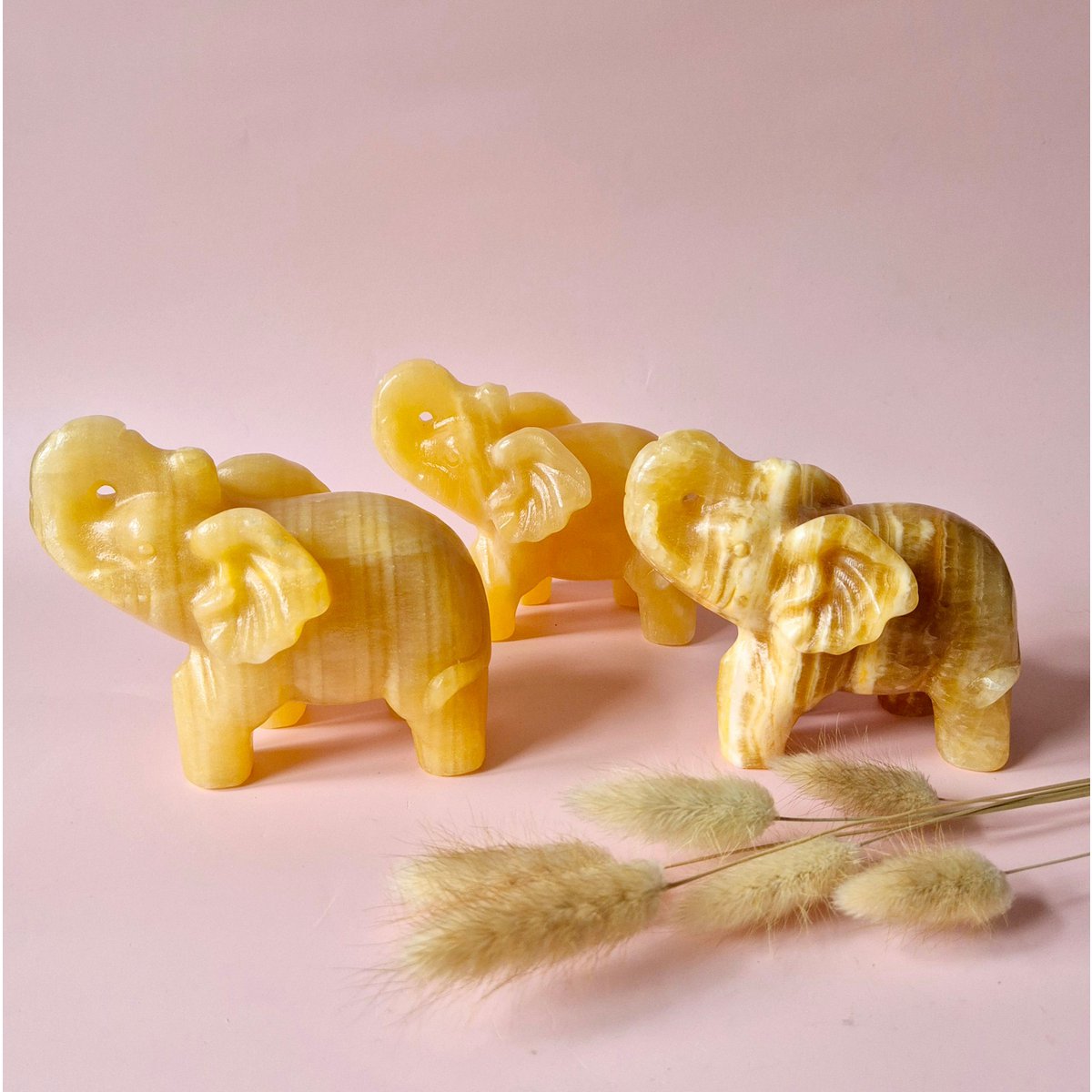 Edelsteen Gele Calciet Olifant Edelsteen Beeldje – 10-12 Cm | ±650G (Yellow Calcite Crystal)