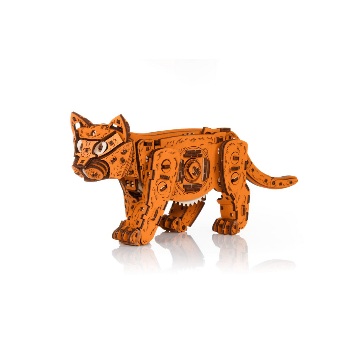 Eco Wood Art (Ewa) Diy 3D Mechanische Houten Puzzel, Kitten Ginger, 3847, 35,1X8,4X14,5