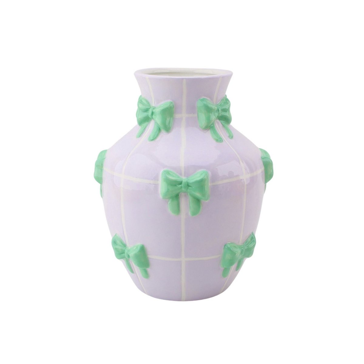 Vaas - Bloemvaaslinten - Lila/Mint - 14X14X19Cm