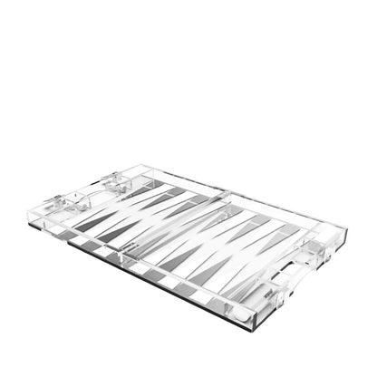 Backgammon Game Mini Case In White And Silver Acryl 25X20X5C