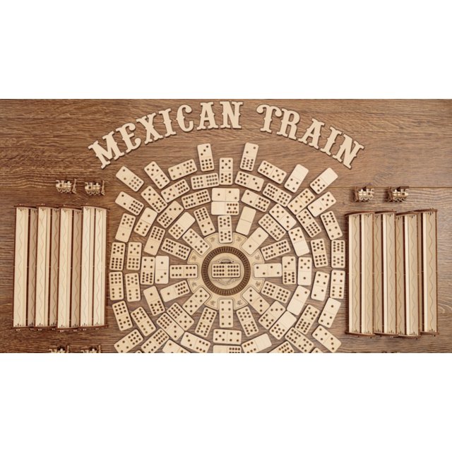 Eco Wood Art (Ewa) 3D Houten Meganische Puzzel, Dominospelvariant Mexican Train, 1591,25,3X24,8X7,3Cm