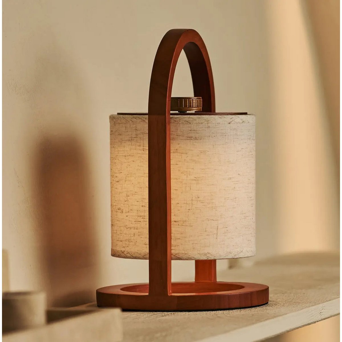 Rivierkastanjebruine Houten Oplaadbare Lamp