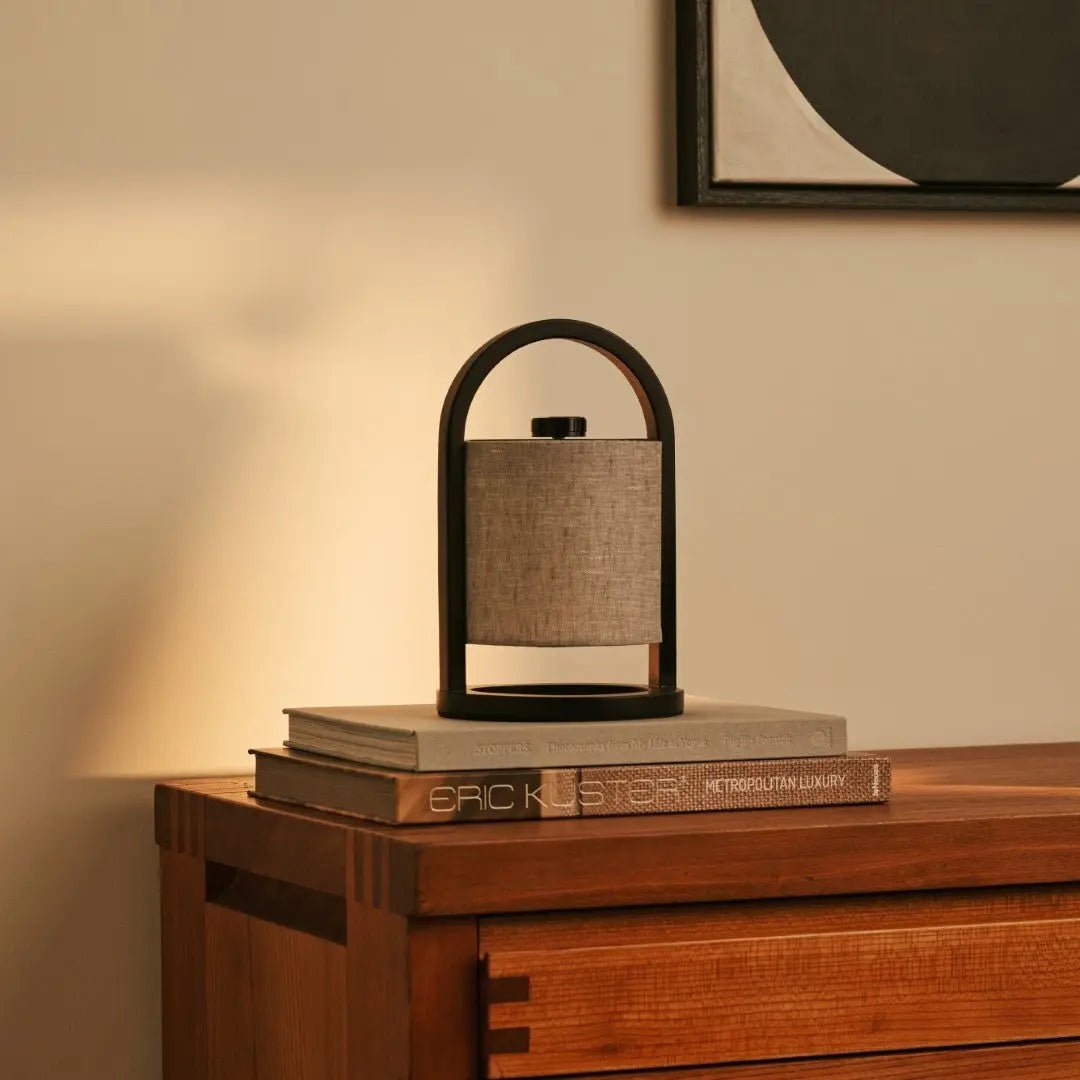 River Zwart En Grijze Houten Oplaadbare Lamp