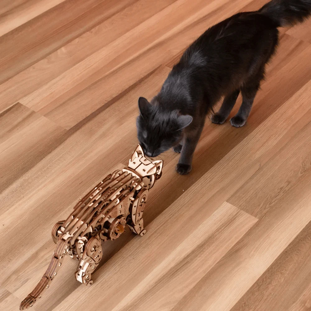 Eco Wood Art (Ewa) 3D Houten Puzzel Mechanische Wilde Kat/ Wild Cat, 2604, 47,6X11X18,9Cm