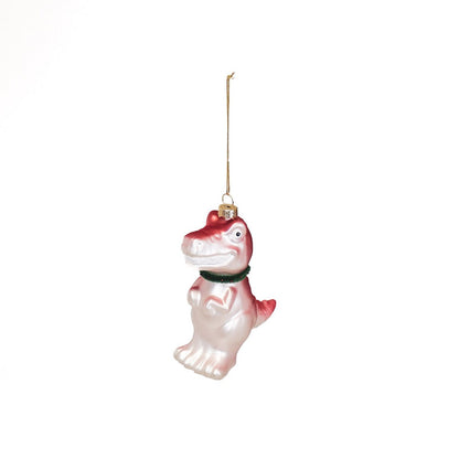 Kersthanger - Dino - Glas - Roze - 4,5X9,5X12,5Cm