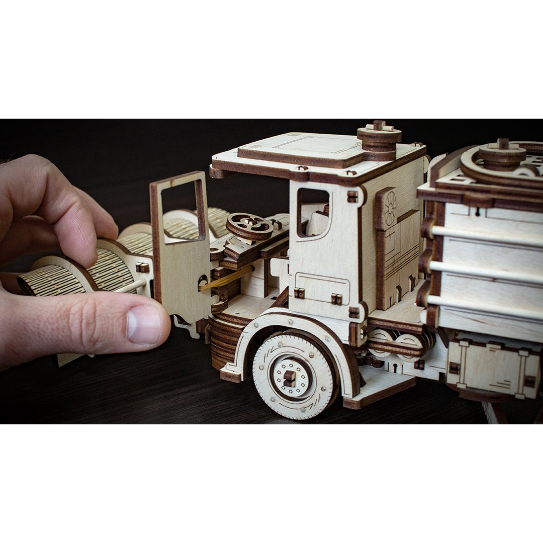 Eco Wood Art (Ewa) 3D Mechanische Houten Puzzel, Snowtruck, 402, 40X14,1X14,8Cm