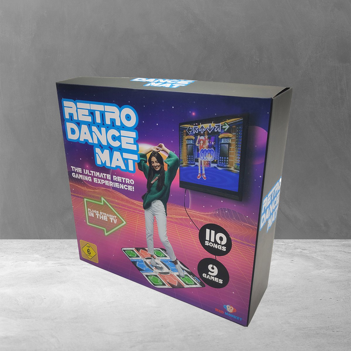 Mad Monkey - Dansmat Voor Kinderen - Retro Dansmat - Muziekmat Met Meer Dan 100 Liedjes, 9 Spelletjes En 3 Moeilijkheidsgraden