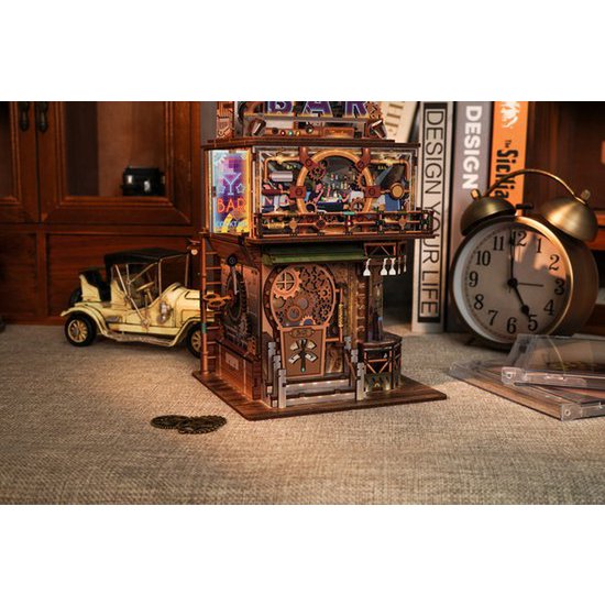 Tonecheer, Diy 3D Houten Puzzel Desk Bin, Punk Bar, Tq183,15X14X25Cm