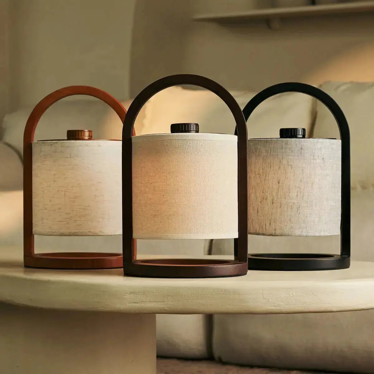 River Zwart En Grijze Houten Oplaadbare Lamp