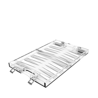 Backgammon Game Mini Case In White And Silver Acryl 25X20X5C