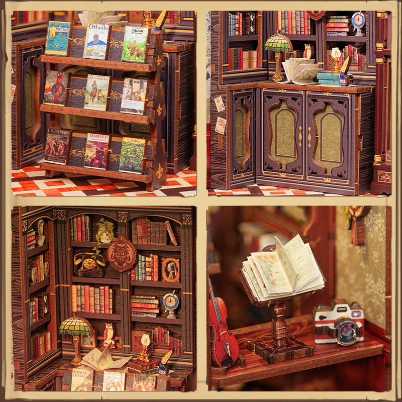 Cutebee, 3D Booknook, Owl Bookstore, Sd02B, 11,5X10X17Cm