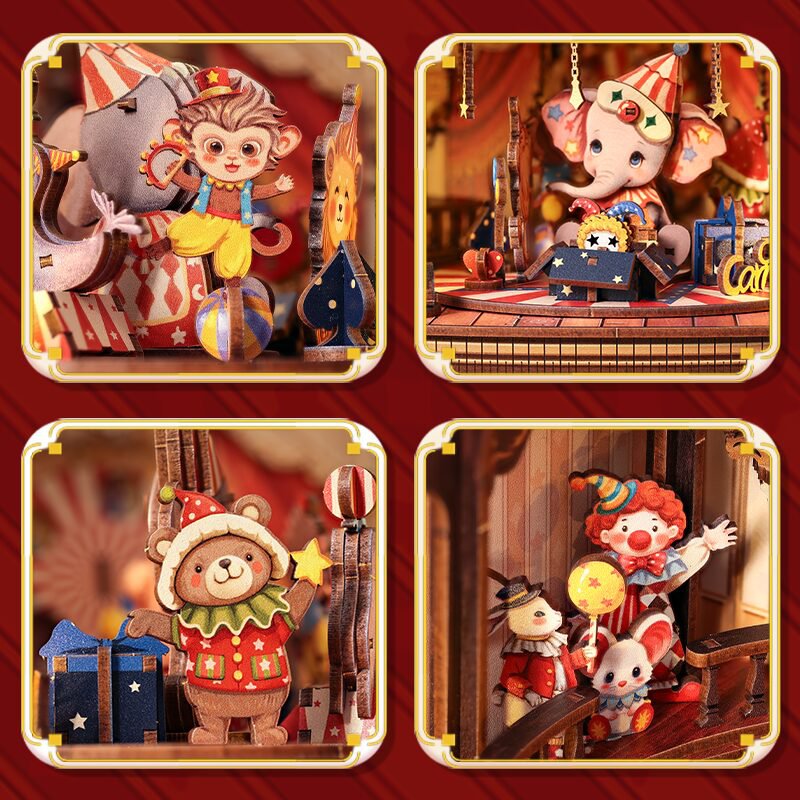 Cutebee, 3D Diy Muziekdoos, Animal Carnival, Ttcb501, 22X18X22,2Cm