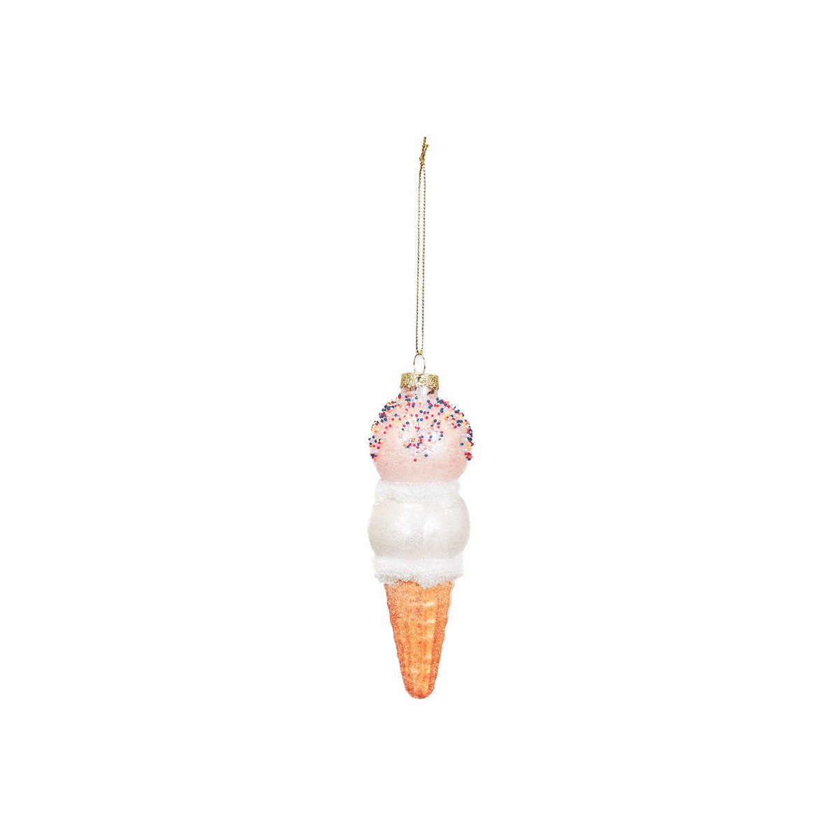 Kersthanger - Ijsje - Glas - Roze/Wit - 5X15Cm