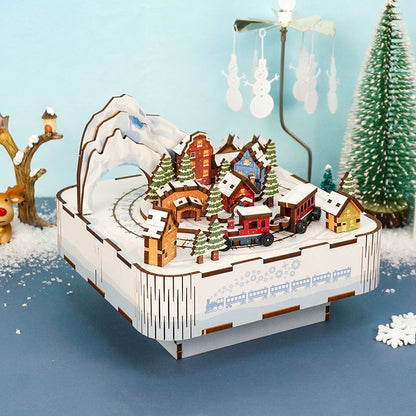 Tonecheer, Muziekdoosje, Diy 3D Houten Puzzel, Sneeuwtrein/Snow Train, Tq058, 14X14X12,2Cm