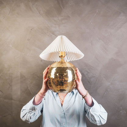 Lamp - Tak Lamp Disco Ball - Glas -Gold - 20X20X20Cm