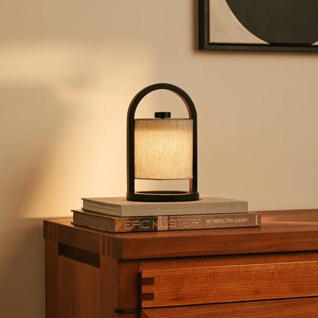 River Zwart En Grijze Houten Oplaadbare Lamp