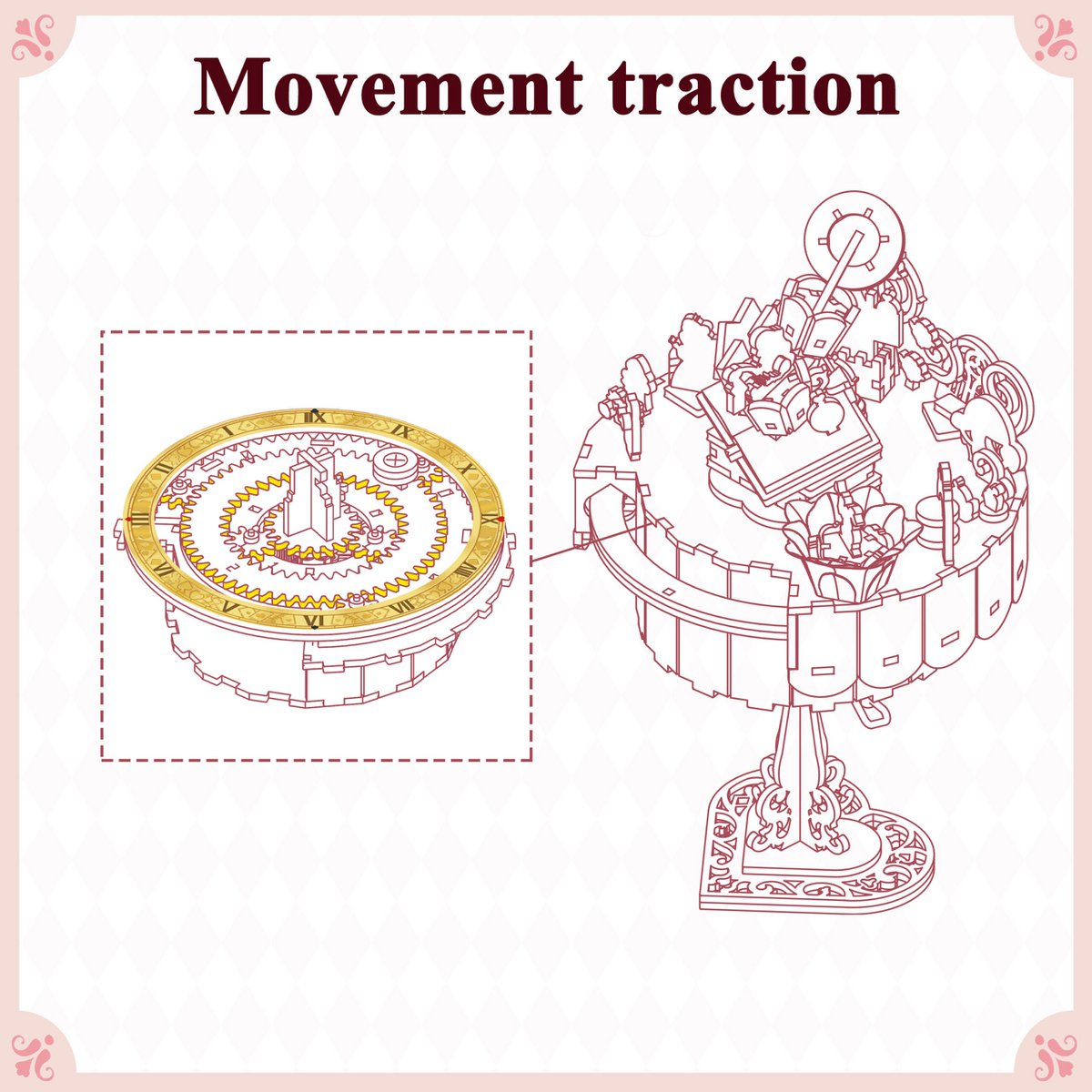 Tonecheer, Muziekdoosje, Diy 3D Houten Puzzel, Alice's Tea Party, Tq073, 13,7X13,2X20,9Cm