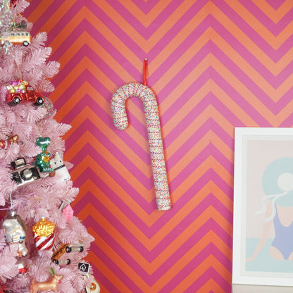 Kerstdecoratie - Snoepgoed - Schuim - Wit/Discobal Dip - 52Cm