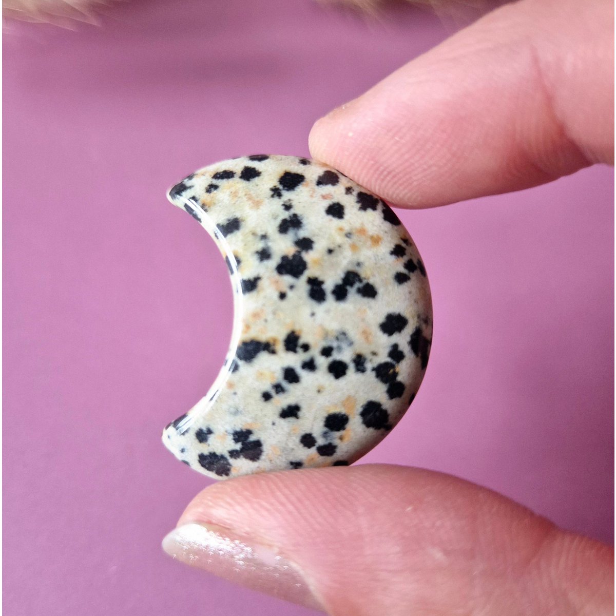Edelsteen Maan 3Cm Dalmatian Jasper – Handsteen Worrystone Zorgensteen Palmsteen Spiritueel Cadeau