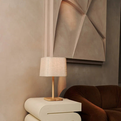Marley Houten Lamp Met Beige Kap