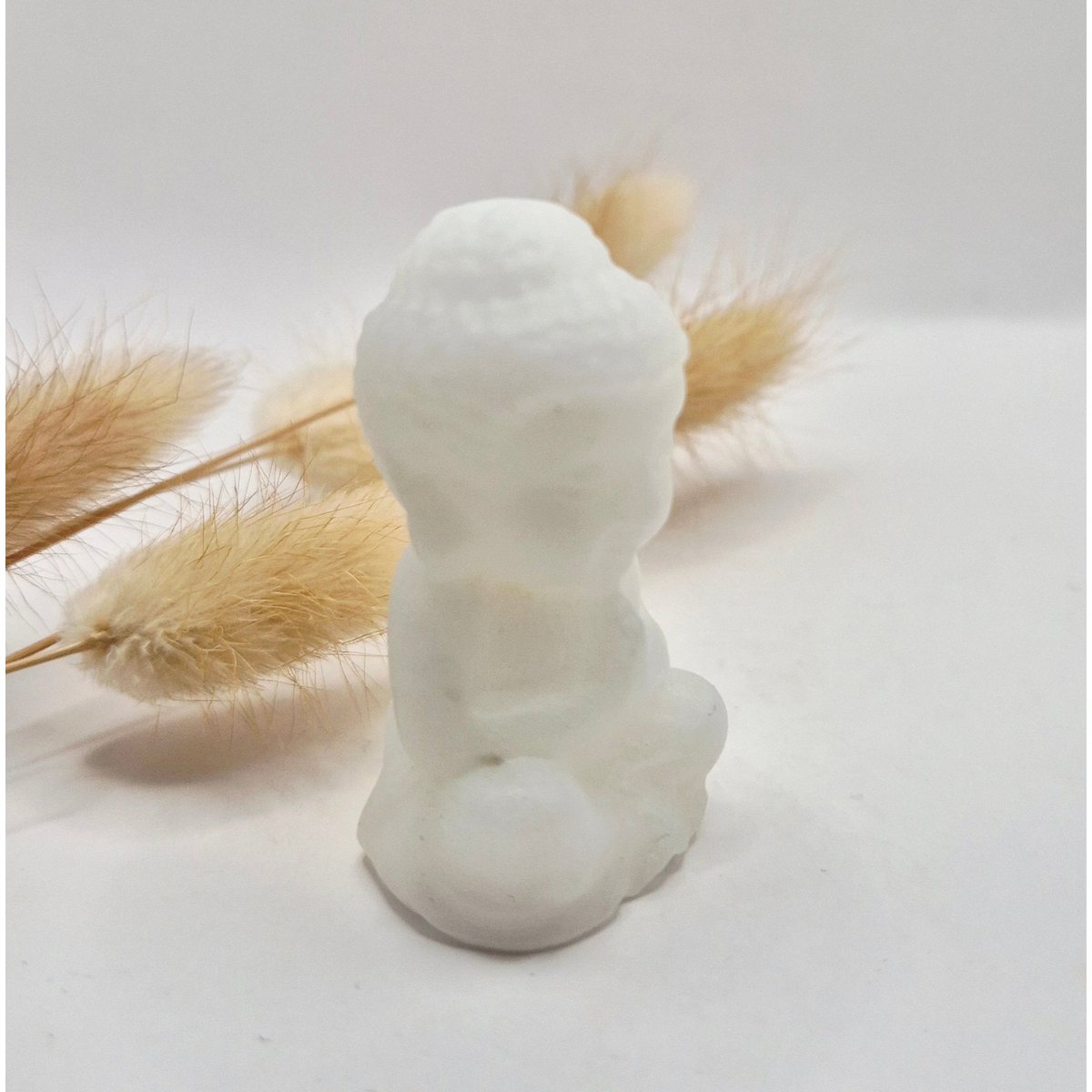 Edelsteen Witte Jade Buddha 5Cm