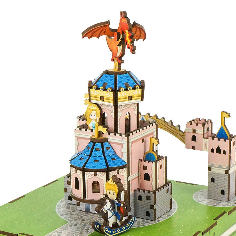 Tonecheer, Muziekdoosje, Diy 3D Houten Puzzel, Fairytable Castle, Tq062, 14X14X18,5Cm