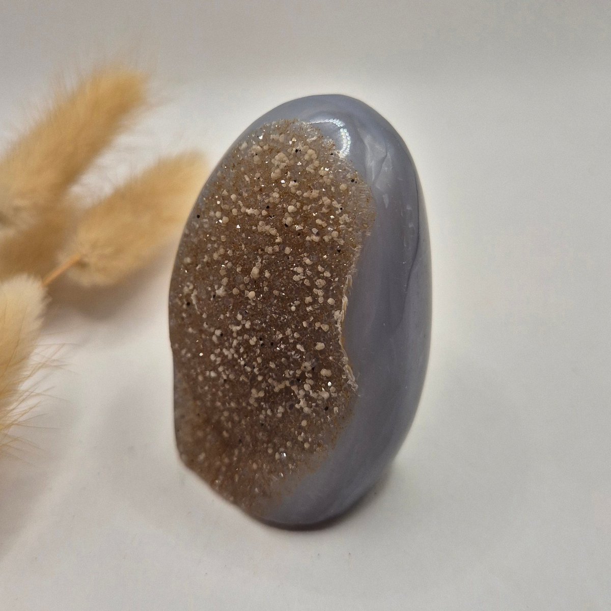 Druzy Grijze Agaat Freeform / Staande Edelsteen Kristal - #17 127G