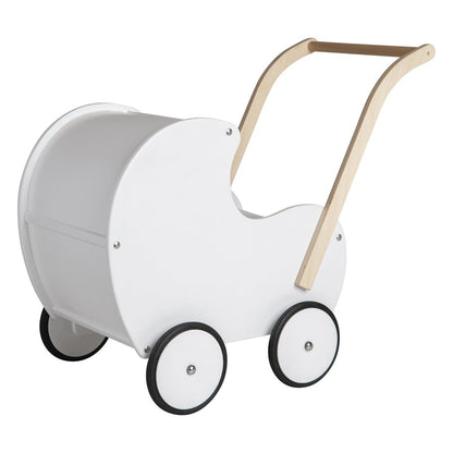 Van Dijk Toys Houten Speelgoed Poppenwagen Vintage/Retro-Wit (Kinderopvang Kwaliteit)