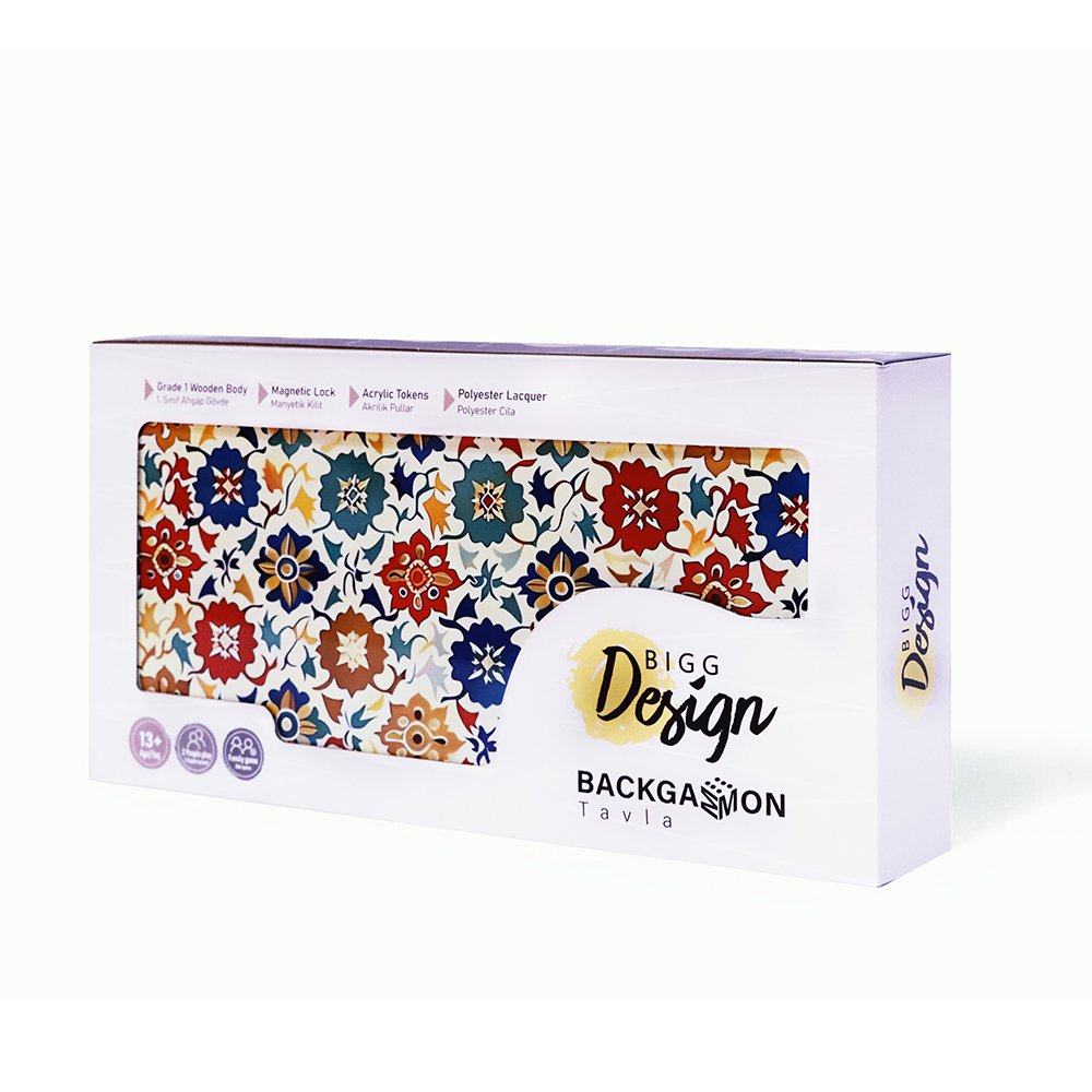 Biggdesign Bloom Backgammon-Set, Magnetische Sluiting, Krasbestendig Oppervlak
