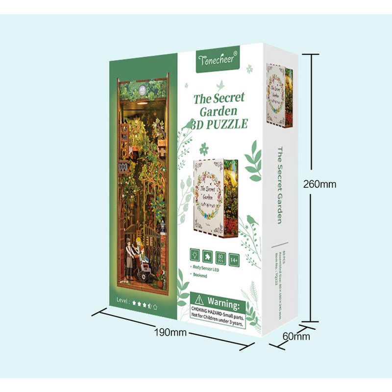 Tonecheer, Diy Book Nook, The Secret Garden Bookend, Tq122, 18,2X8X24,5Cm