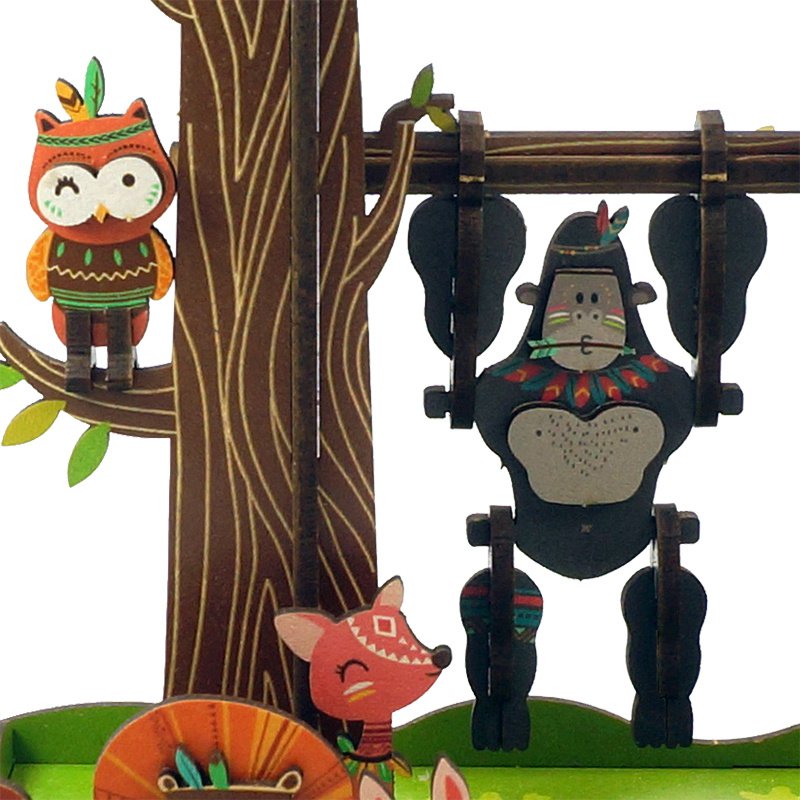 Tonecheer, Muziekdoosje, Diy 3D Houten Puzzel, Jungle Games, Tq050, 10,3X10,5X15,5Cm