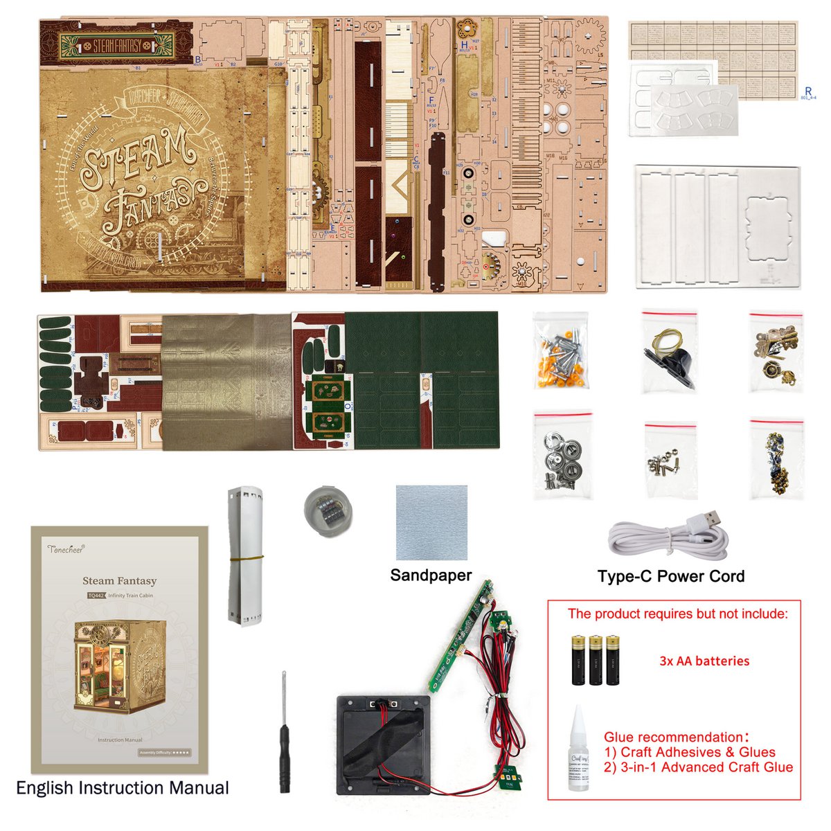 Tonecheer, Diy Book Nook, Trein Cabine/Train Cabine, Steam Fantasy, Tq442, 15,8X22,4X22,5Cm
