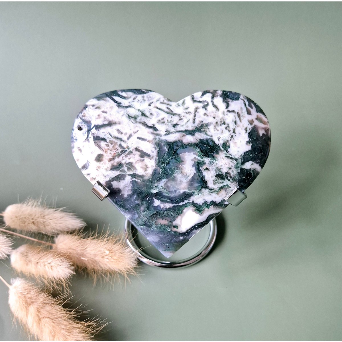 Druzy Mosagaat Hart Op Metalen Standaard – Perfect Voor Valentijn #2 232Gram
