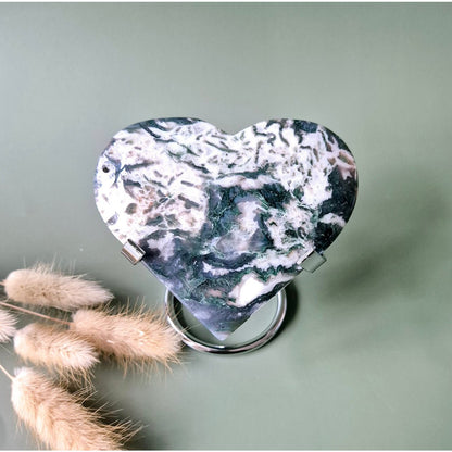 Druzy Mosagaat Hart Op Metalen Standaard – Perfect Voor Valentijn #2 232Gram