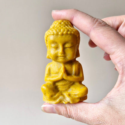 Edelsteen Gele Jade Buddha 7Cm